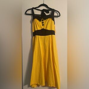 Yellow Polka Dot Midi Dress